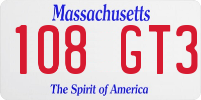 MA license plate 108GT3
