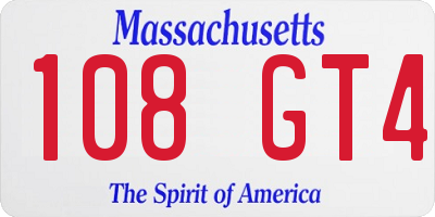 MA license plate 108GT4