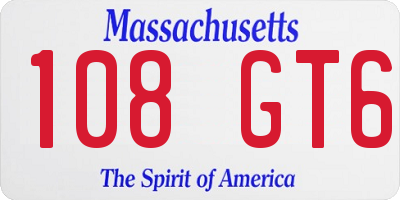 MA license plate 108GT6