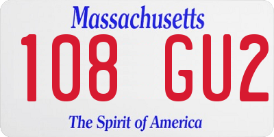 MA license plate 108GU2