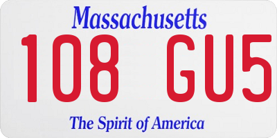 MA license plate 108GU5