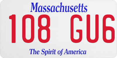 MA license plate 108GU6