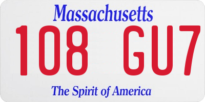 MA license plate 108GU7