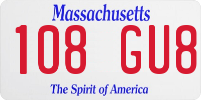 MA license plate 108GU8