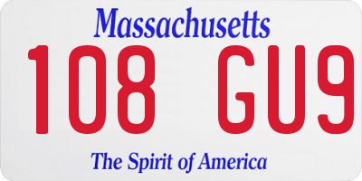 MA license plate 108GU9