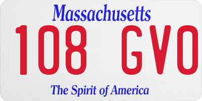 MA license plate 108GV0
