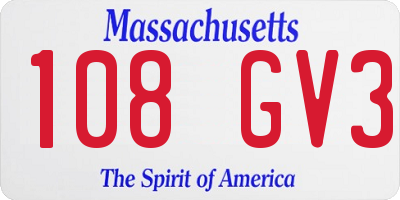 MA license plate 108GV3