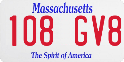 MA license plate 108GV8