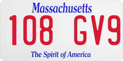 MA license plate 108GV9