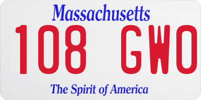 MA license plate 108GW0