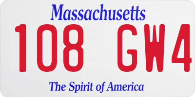 MA license plate 108GW4