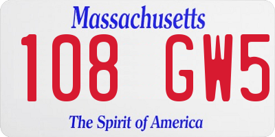 MA license plate 108GW5