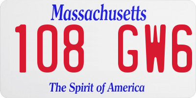 MA license plate 108GW6