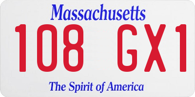 MA license plate 108GX1