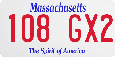 MA license plate 108GX2