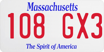 MA license plate 108GX3