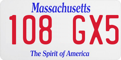 MA license plate 108GX5