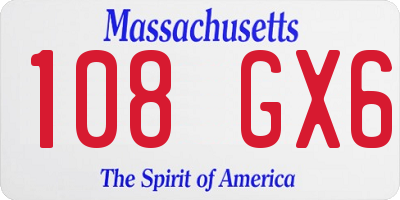MA license plate 108GX6