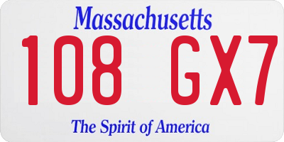 MA license plate 108GX7