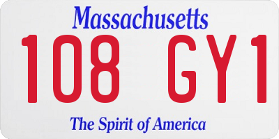 MA license plate 108GY1