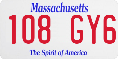MA license plate 108GY6