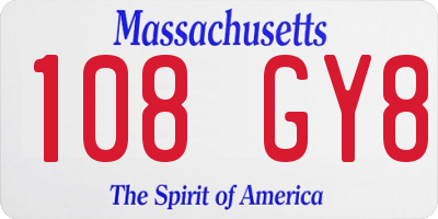 MA license plate 108GY8