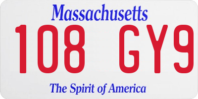 MA license plate 108GY9