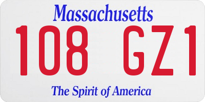 MA license plate 108GZ1