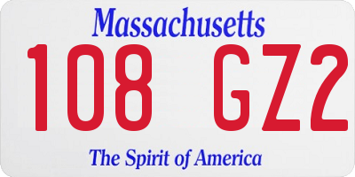 MA license plate 108GZ2