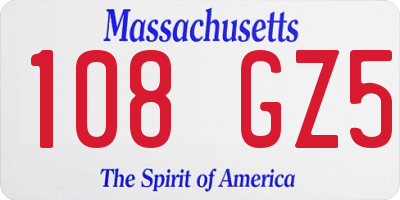 MA license plate 108GZ5