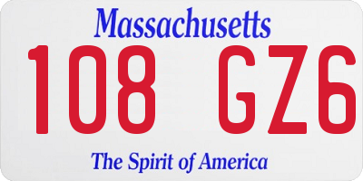 MA license plate 108GZ6