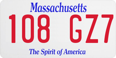 MA license plate 108GZ7