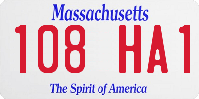 MA license plate 108HA1