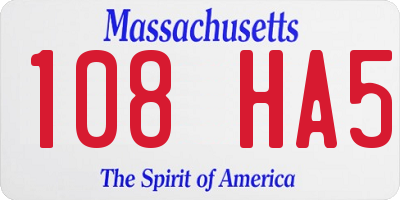 MA license plate 108HA5