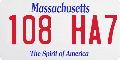 MA license plate 108HA7