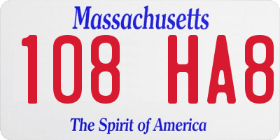 MA license plate 108HA8