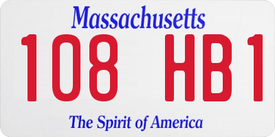 MA license plate 108HB1