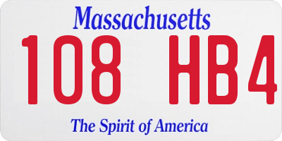MA license plate 108HB4
