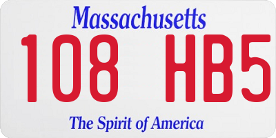 MA license plate 108HB5