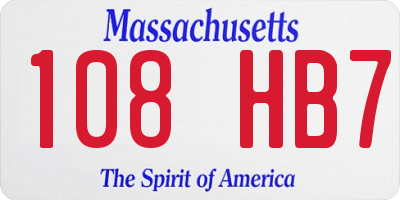 MA license plate 108HB7