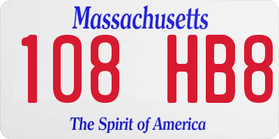 MA license plate 108HB8