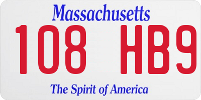 MA license plate 108HB9