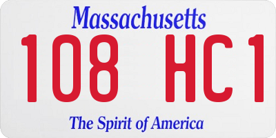 MA license plate 108HC1