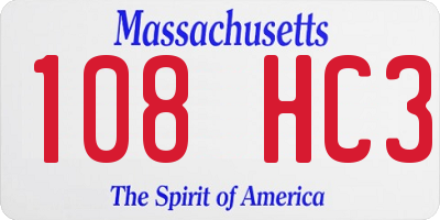 MA license plate 108HC3