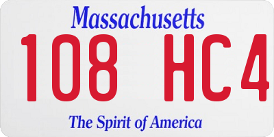 MA license plate 108HC4