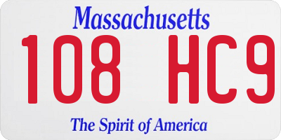 MA license plate 108HC9