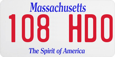 MA license plate 108HD0