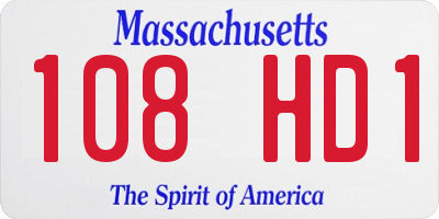 MA license plate 108HD1