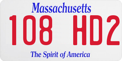 MA license plate 108HD2