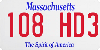 MA license plate 108HD3